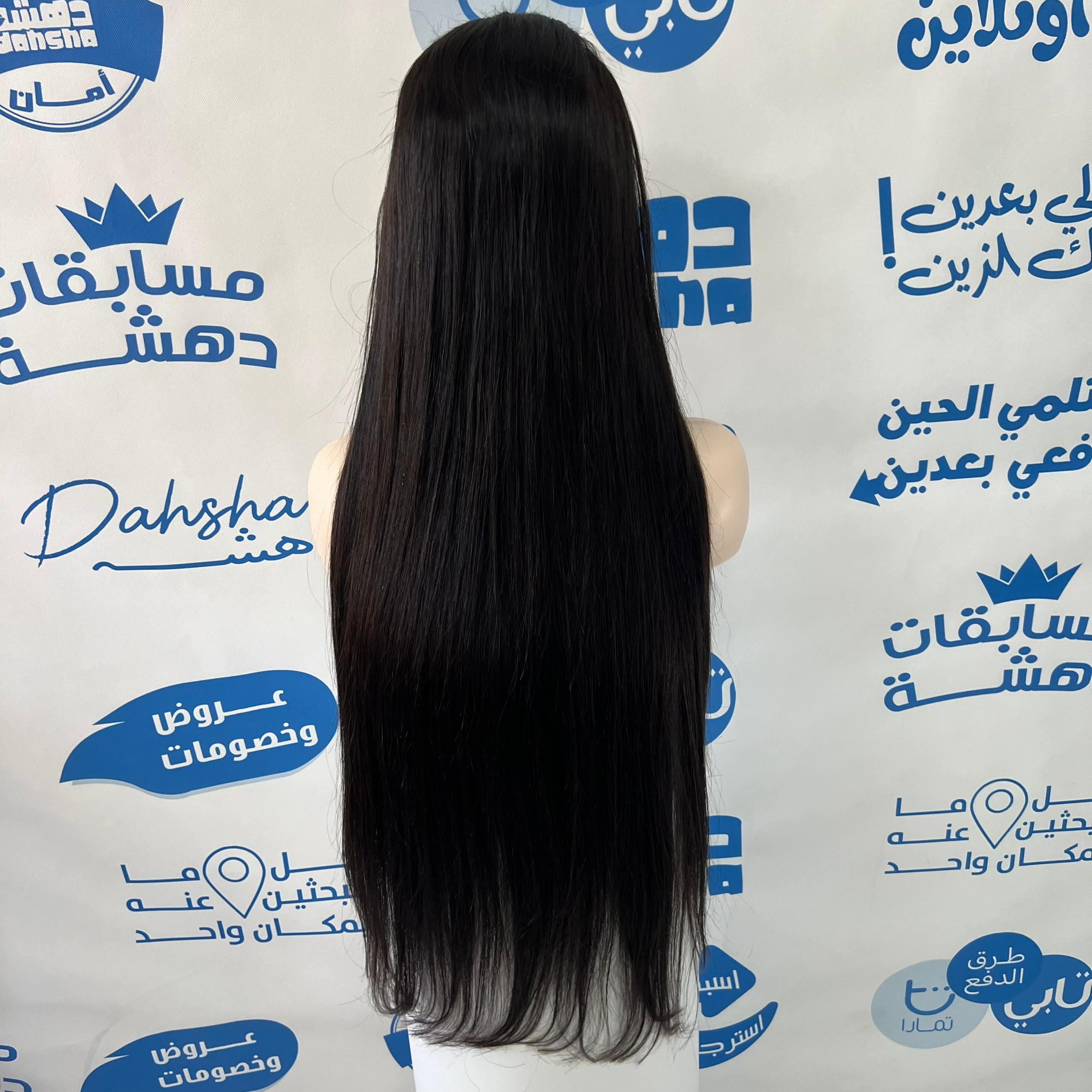 باروكة شعر طبيعي طول 30 انش جذور اماميه فروه دانتيل