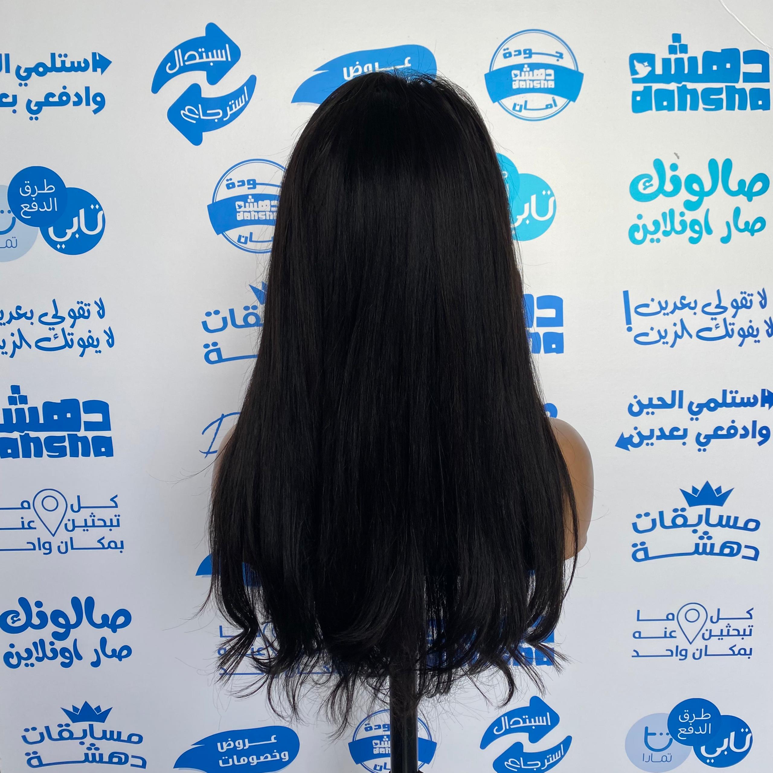 باروكه شعر طبيعي 22 انش بقصه مميزه باللون الاسود