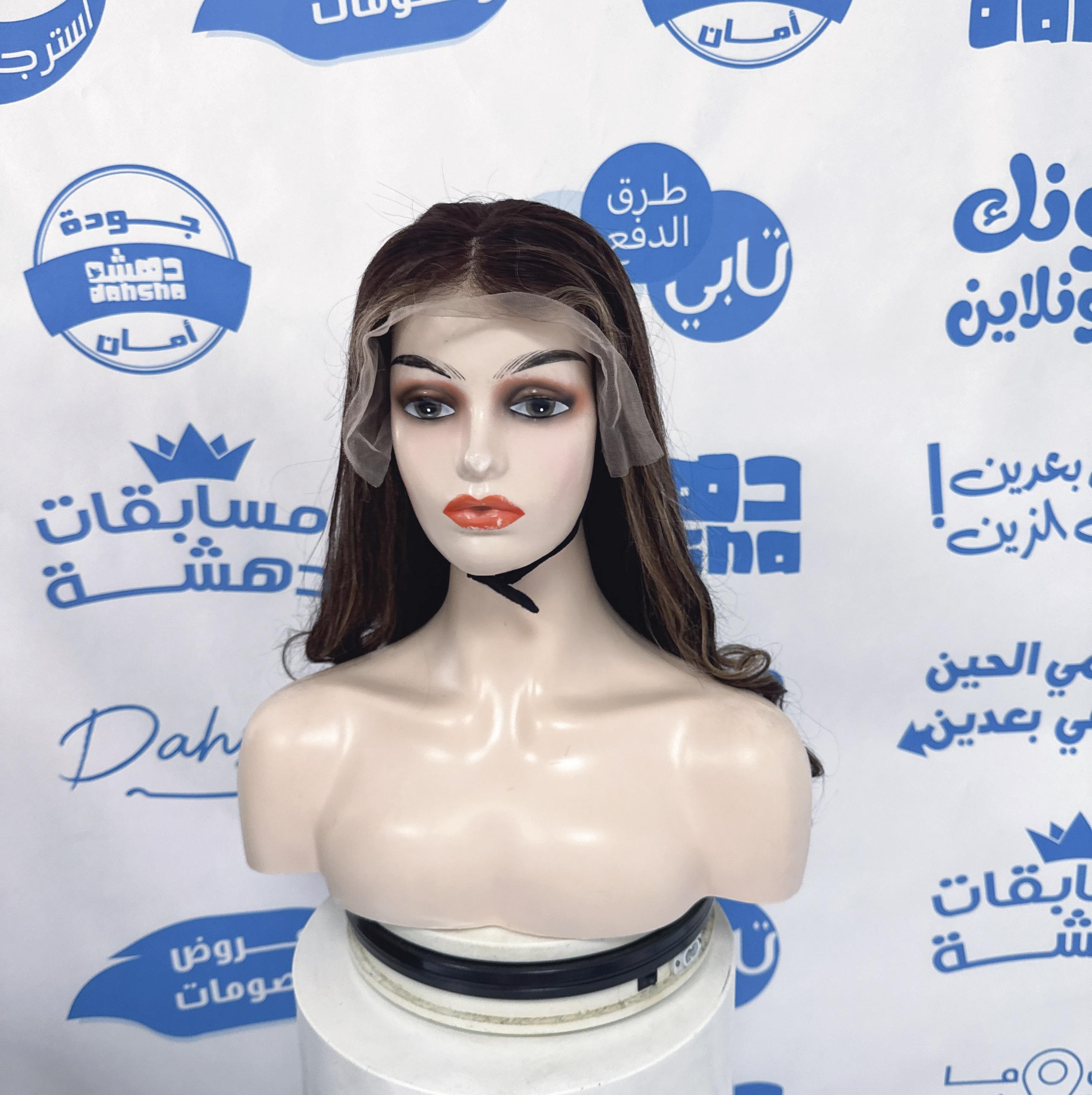 باروكة شعر طبيعي طول 26 انش كثافه 250 باللون البني والاشقر