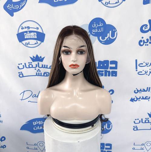باروكة شعر طبيعي طول 30 انش كثافه 250 باللون البني والاشقر