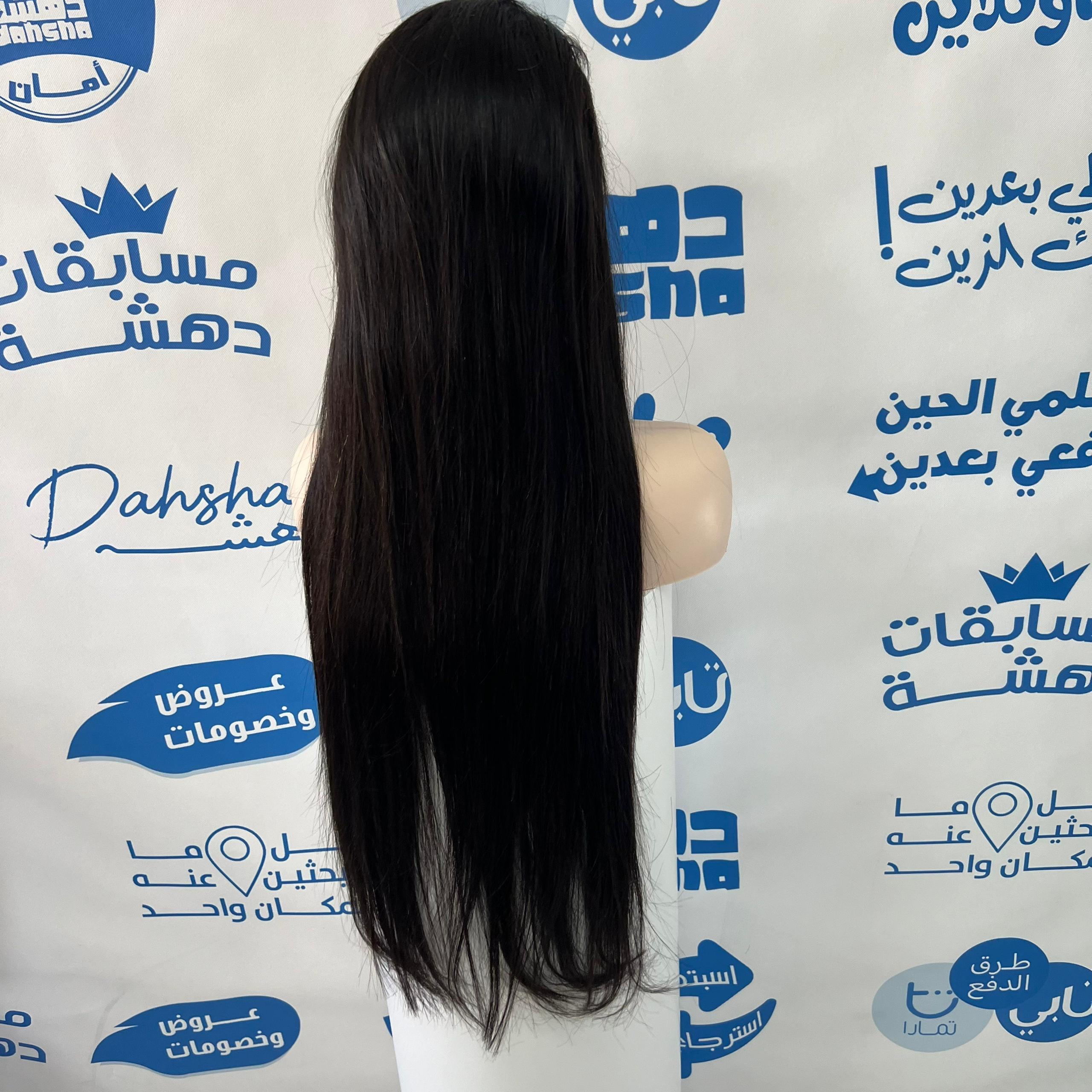 باروكة شعر طبيعي طول 28 انش جذور اماميه فروه دانتيل