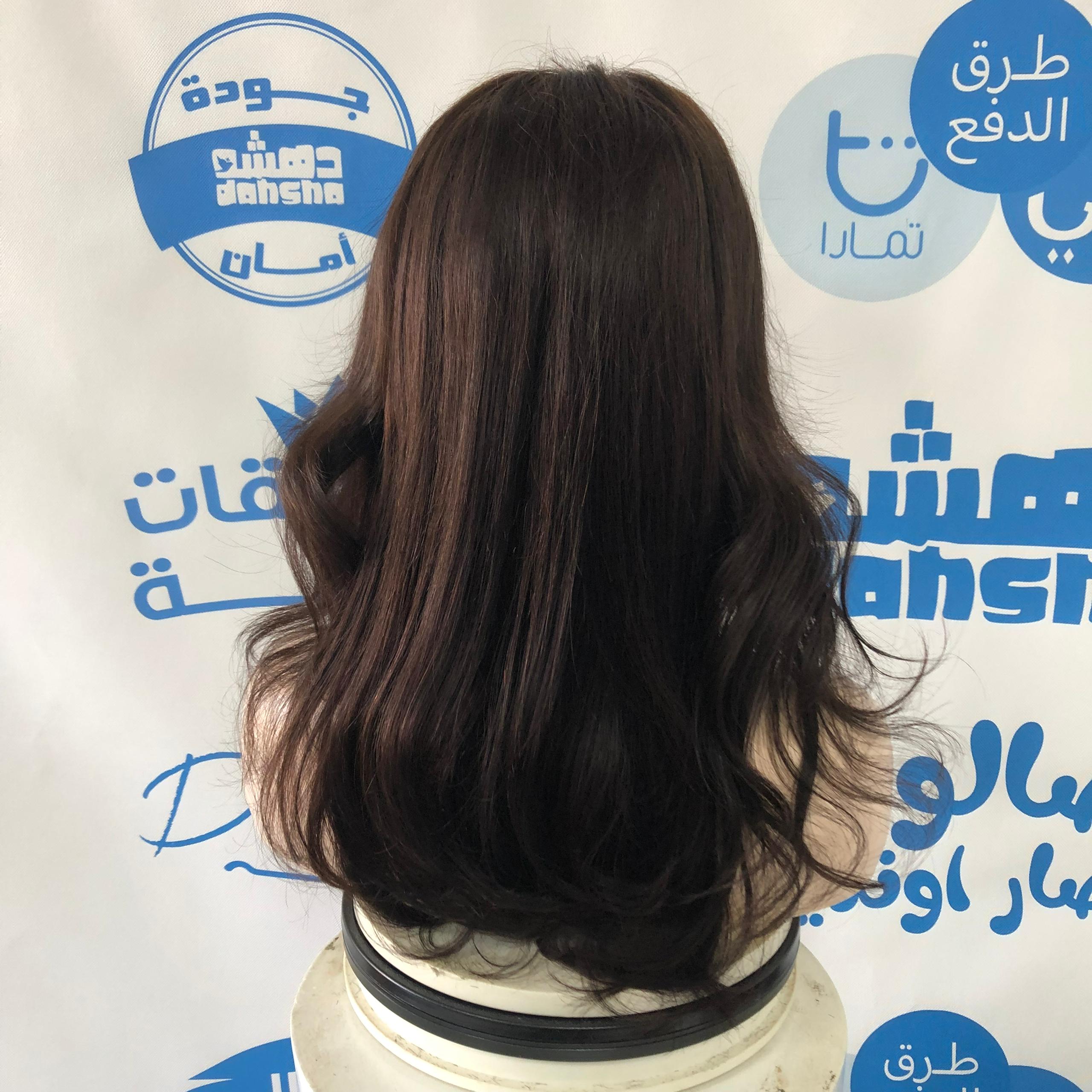 باروكة شعر طبيعي طول 16 انش بقصه مميزة فروه حرير ( فروه حقيقه )  - بني