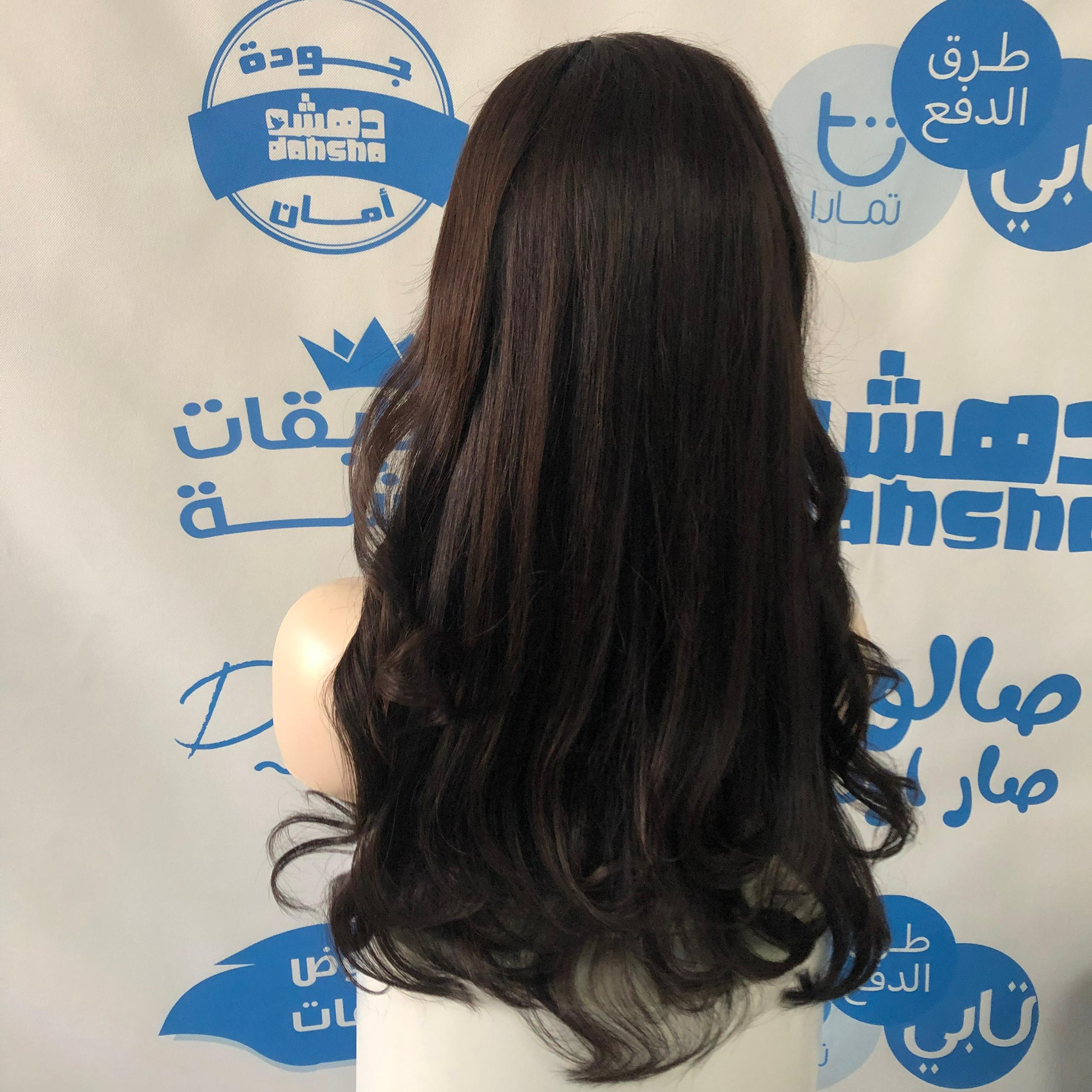 باروكة شعر طبيعي طول 20 انش بقصه مميزة فروه حرير ( فروه حقيقه )  - بني