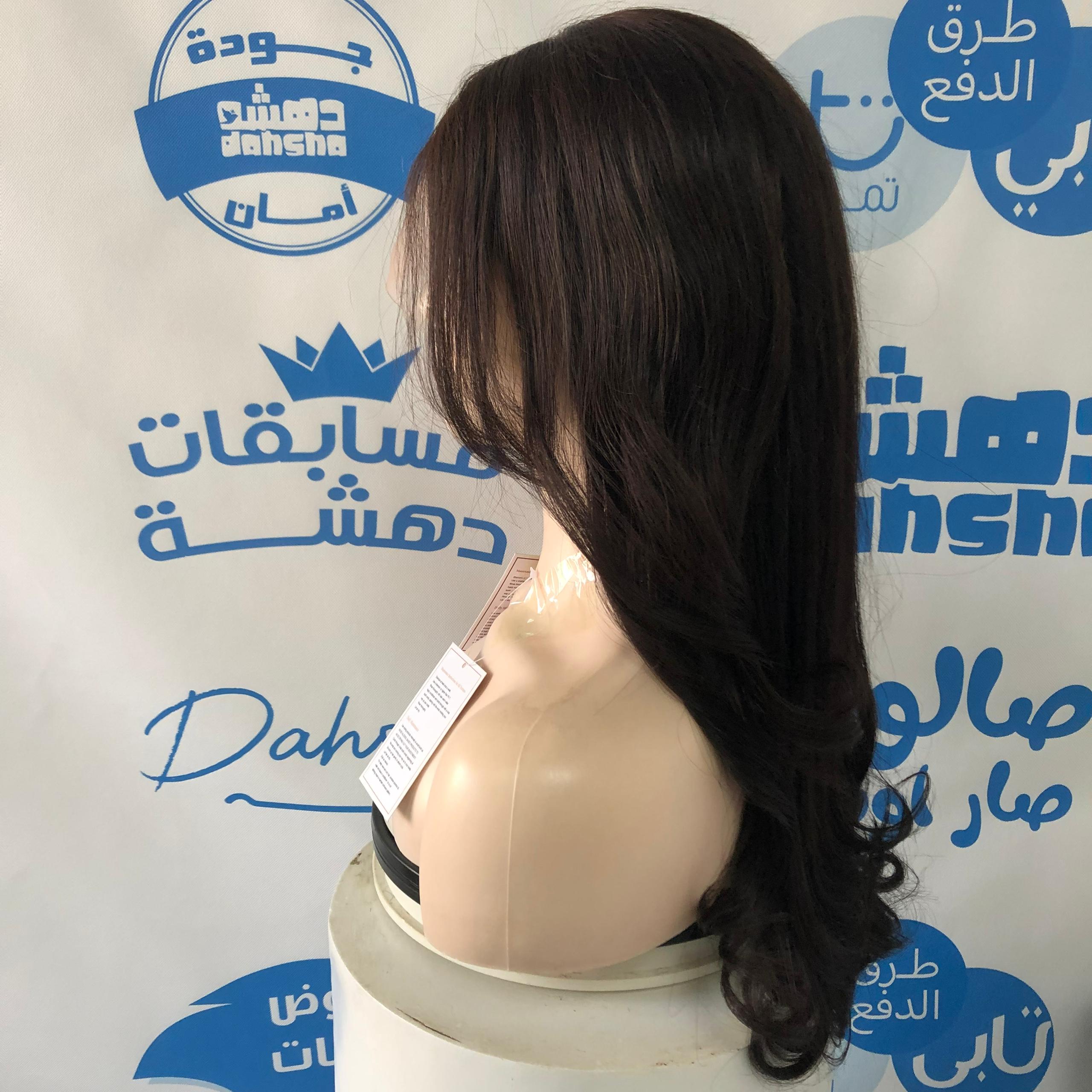 باروكة شعر طبيعي طول 22 انش بقصه مميزة فروه حرير ( فروه حقيقه )  - بني
